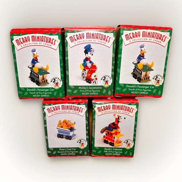 Hallmark Merry Miniatures Disney Mickey Express Train Set Lot of 5 Mickey - Picture 1 of 2